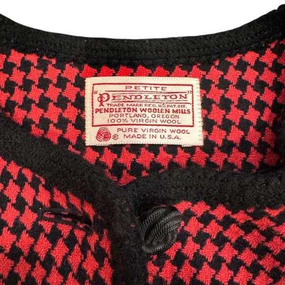 Vintage Pendleton 100% Virgin Wool Pink & Black Houndstooth Blazer Petite (Appro - Picture 5 of 6